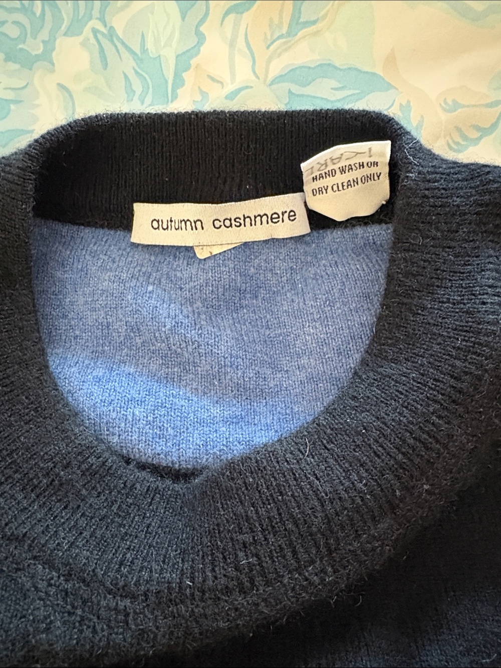 Autumn Cashmere Men’s Black Crewneck with Light Blue Lining